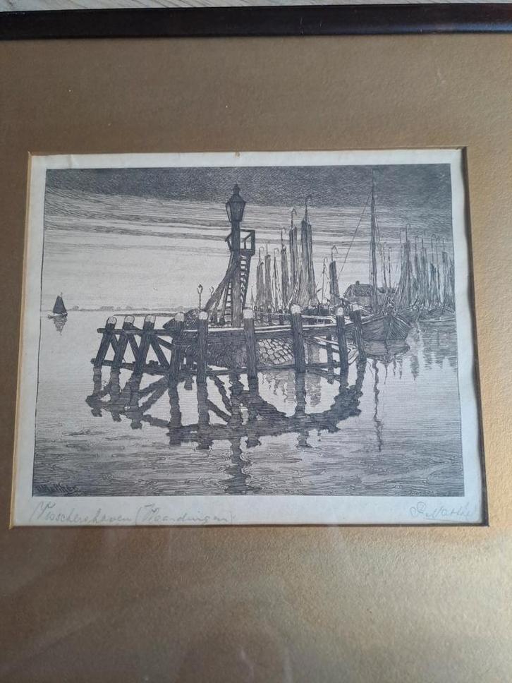 Oskar Paul Matthes - 'Moscheleeven' Ets, Antiek en Kunst, Kunst | Etsen en Gravures, Ophalen