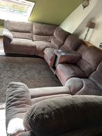 U bank met koelkast. Rib stof. Taupe. Royale bank!, Huis en Inrichting, Ophalen of Verzenden, Zo goed als nieuw, Stof