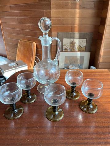 Kristallen karaf set met 6 glazen beschikbaar voor biedingen
