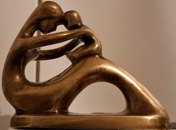 Bronzen sculptuur. Massief. Moeder met baby. 18/15,cm. Ca'60 beschikbaar voor biedingen