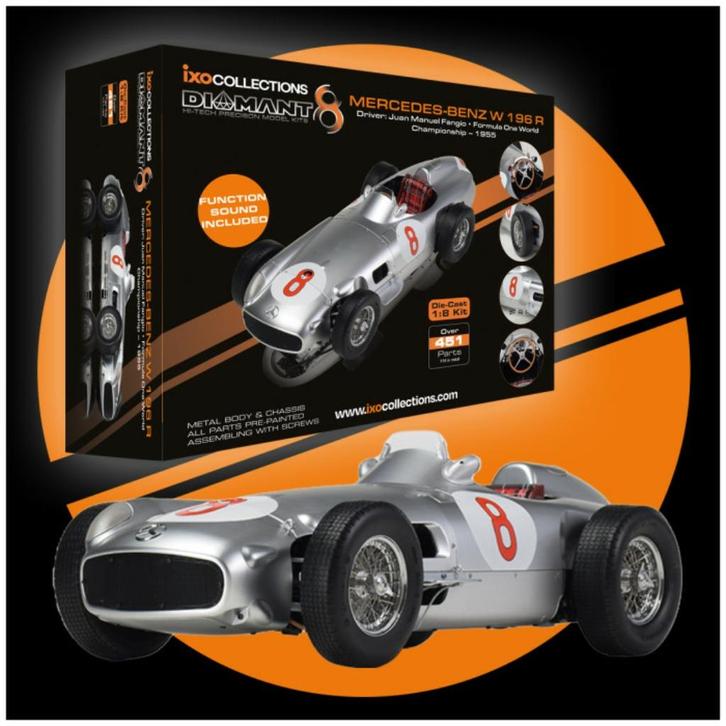 Ixo 1/8 - MERCEDES-BENZ W196 R Fangio nr. 8, Hobby en Vrije tijd, Modelbouw | Auto's en Voertuigen, Nieuw, Truck, Groter dan 1:32