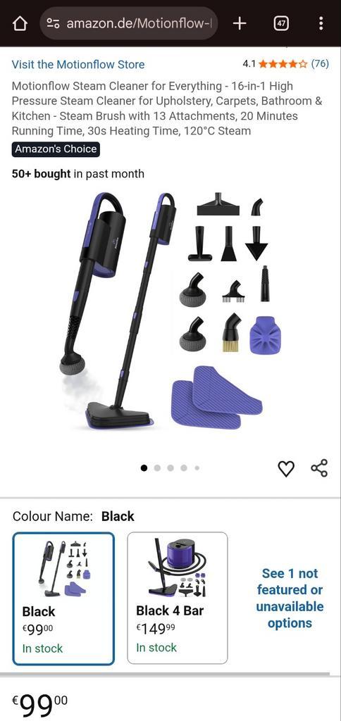 Motionflow Stoomreiniger Steam Mop, Witgoed en Apparatuur, Stoomapparaten, Zo goed als nieuw, Ophalen of Verzenden