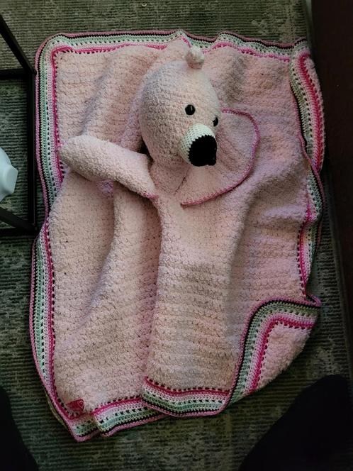 Handgemaakte Flamingo Knuffeldeken, Kinderen en Baby's, Speelgoed | Knuffels en Pluche, Zo goed als nieuw, Overige typen, Ophalen of Verzenden