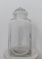 Oude glazen vierkante voorraadpot met stop, Antiek en Kunst, Curiosa en Brocante, Ophalen of Verzenden