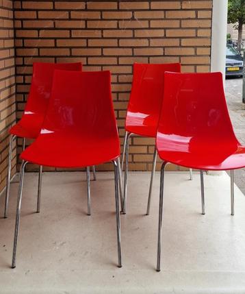 Italiaanse Calligaris design stoelen rood/oranje 6 stuks beschikbaar voor biedingen