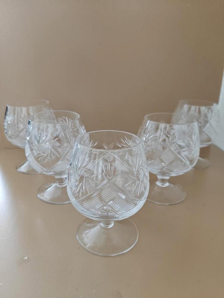 Kristallen cognacglazen Set van 5, Antiek en Kunst, Antiek | Glas en Kristal, Ophalen