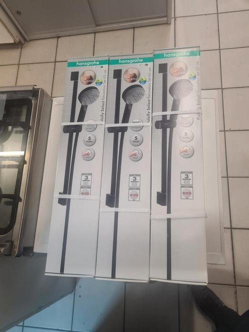 Hansgrohe Doucheset Pulsify 105 -  3 stralen - Mat zwart, Doe-het-zelf en Verbouw, Sanitair, Nieuw, Douche, Ophalen of Verzenden