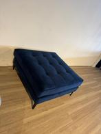 Hocker cooper poef velvet blauw zwarte poot afgeprijsd nieuw, Huis en Inrichting, Ophalen, Nieuw, Rechthoekig, Stof