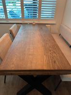 Houten eettafel met stalen x poten (zonder stoelen), Zo goed als nieuw, Vijf personen of meer, 150 tot 200 cm, Rechthoekig