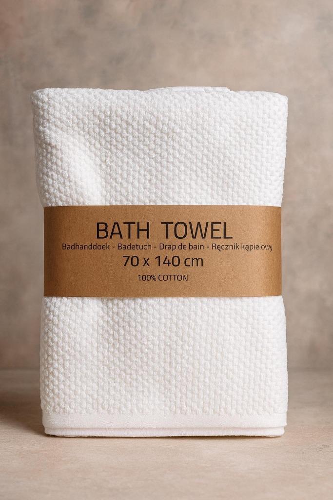 Partij witte badhanddoeken met textuur 70x140cm, Huis en Inrichting, Badkamer | Badtextiel en Accessoires, Nieuw, Handdoek, Wit