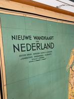 Oude grote schoolplaat Nederland - vintage retro kaart, Ophalen, Aardrijkskunde