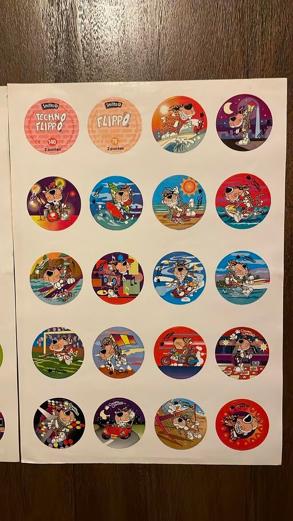 Twee stickervellen met diverse Flippo’s, Verzamelen, Ophalen of Verzenden, Losse flippo's