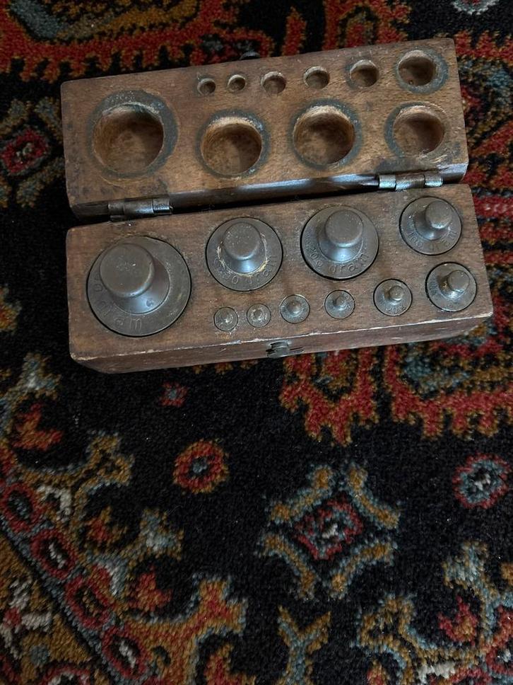 Antieke Gewichten Set in Houten Doos, Antiek en Kunst, Antiek | Gereedschap en Instrumenten, Ophalen of Verzenden