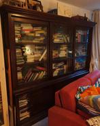 Teak houten koloniale vitrinekast groot boekenkast, Ophalen, 200 cm of meer, 200 cm of meer, 25 tot 50 cm