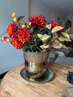 Goude schaal met vaas en kunstbloemen, Ophalen, Zo goed als nieuw