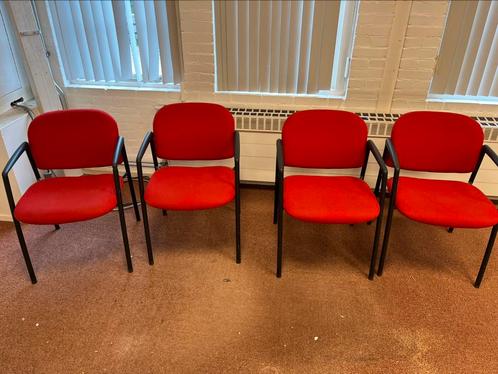 Vier rode stoelen, Huis en Inrichting, Stoelen, Gebruikt, Vier, Rood, Ophalen
