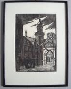 Daan de Vries (1895-1959)  Kasteel Nijenrode - houtsnede '48, Antiek en Kunst, Kunst | Etsen en Gravures, Ophalen of Verzenden