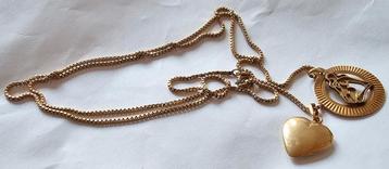 Gouden ketting 14 karaat 9 gram incl hangers hart & maagd beschikbaar voor biedingen