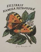 Exlibris / Ex libris J. Bouda, vlinder: grote vos, Antiek en Kunst, Kunst | Etsen en Gravures, Verzenden