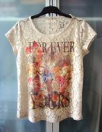 T.shirt met ajour kant bloemen beige L, Beige, Maat 42/44 (L), Nieuw, Ophalen of Verzenden
