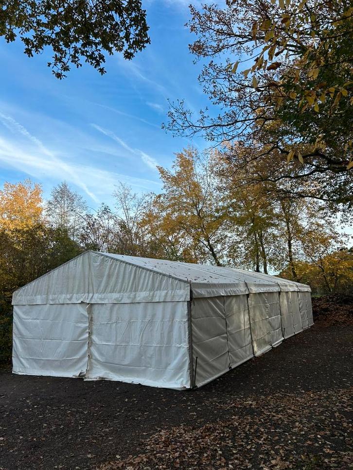 Aluhal tent / feesttent Te Huur, Tuin en Terras, Partytenten, Zo goed als nieuw, 2 meter of meer, 8 meter of meer, 6 meter of meer