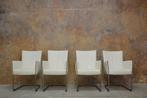 ZGANieuw 4 witte leren Bert Plantagie Jones design stoelen, Wit, Design, Ophalen of Verzenden, Metaal