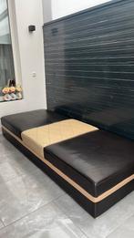 Luxe leren daybed zwart-beige – 2,45m | strak & comfortabel, Huis en Inrichting, Ophalen, Overige maten, Zo goed als nieuw, Minder dan 150 cm