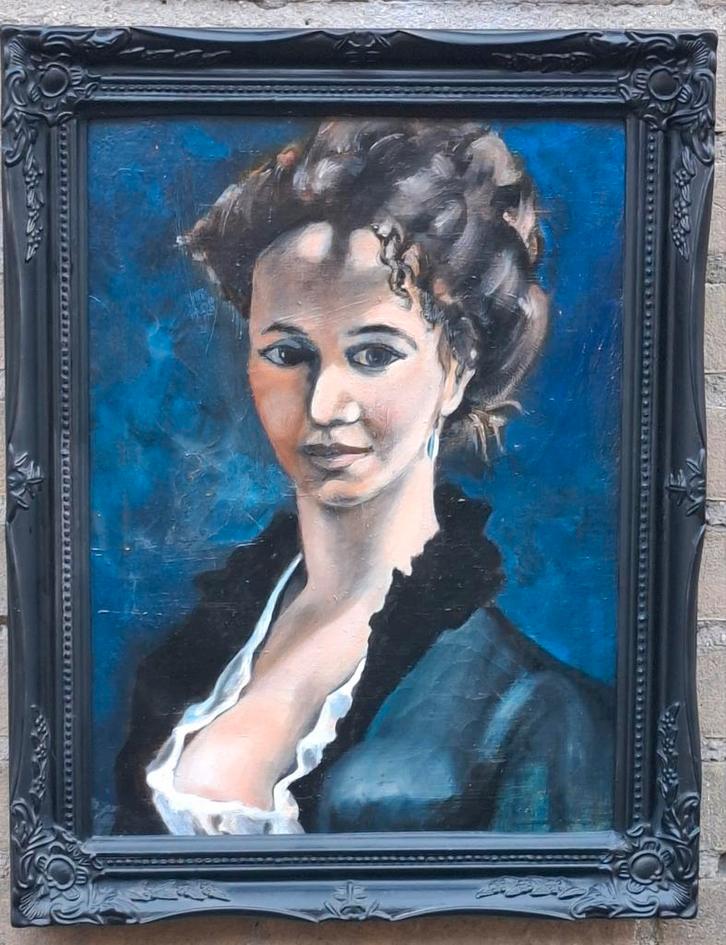 Charmante dame. Theo Nieuwenhuis? Ca 1930. 37/47,cm., Huis en Inrichting, Woonaccessoires | Schilderijen, Tekeningen en Foto's