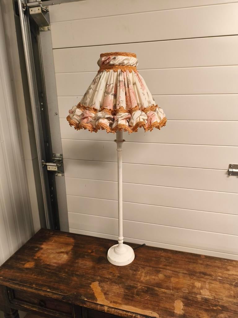 Vintage shabby chic rokkap tafellamp schemerlamp brocant, Ophalen of Verzenden, Zo goed als nieuw, Stof, Shabby chic