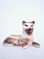 Vintage siamese kat bloempot beeldje beeld katten retro wit, Verzamelen, Beelden en Beeldjes, Ophalen, Gebruikt, Dier