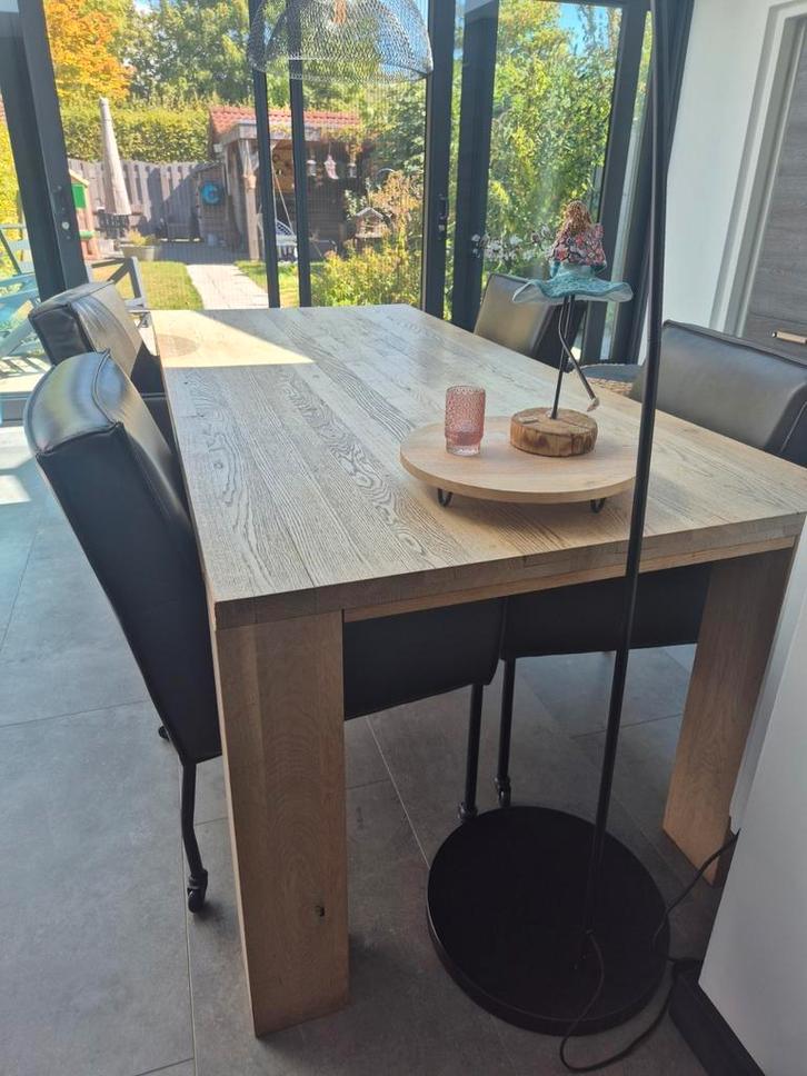 220x100 eettafel en 100x100cm salontafel, Huis en Inrichting, Tafels | Eettafels, Gebruikt, 100 tot 150 cm, 200 cm of meer, Vijf personen of meer