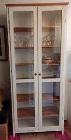 Vitrinekast met houten planken 216 x 91 x 33, Ophalen, 50 tot 100 cm, Zo goed als nieuw, 150 tot 200 cm