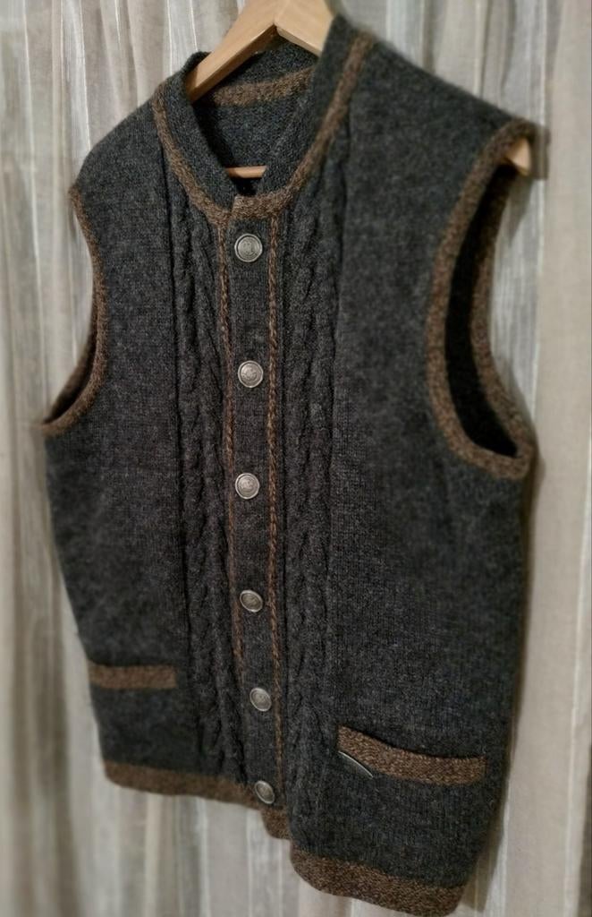 Vintage! Tiroler 100% wol gilet Trachten. nieuwprijs 300€, Overige maten, Ophalen of Verzenden, Zo goed als nieuw, Grijs