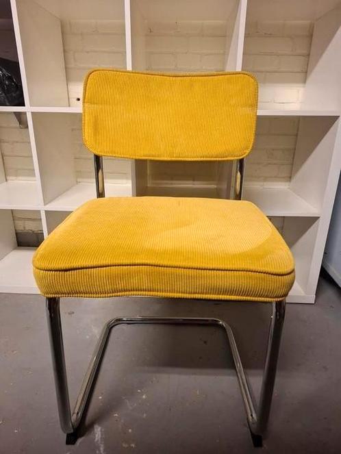 Eetkamerstoel geel in ribstof, Huis en Inrichting, Stoelen, Gebruikt, Eén, Overige materialen, Overige kleuren, Ophalen