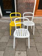 Vintage Ikea stoeltje Reidar aluminium geel wit set/3, Ophalen of Verzenden, Gebruikt, Aluminium, Stapelbaar
