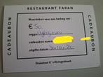 Cadeaubon restaurant faran 's-Hertogenbosch, Twee personen, Cadeaubon, Overige typen