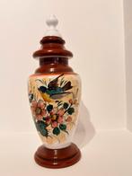Antieke opaline urn vaas bloemen met vogel, Ophalen