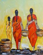 Schilderij 3 indiase vrouwen, Nieuw, Minder dan 50 cm, Schilderij, Ophalen of Verzenden