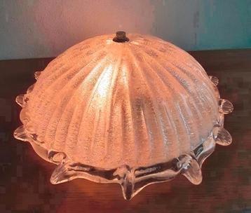 Vintage ijsglas plafondlamp met muranoglas beschikbaar voor biedingen