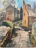 Gouache Jekerdal Maastricht door Herman v.d. Bosch, 1952, Antiek en Kunst, Kunst | Schilderijen | Klassiek, Ophalen of Verzenden