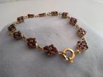 geelgouden ARMBAND (8kt) 19,5 cm bezet met 48 Granaten, Sieraden, Tassen en Uiterlijk, Antieke sieraden, Ophalen of Verzenden