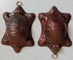 2 Rood koperen cake/taartvormpjes schildpad, Antiek en Kunst, Antiek | Koper en Brons, Ophalen of Verzenden, Koper