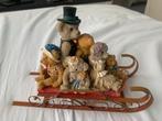 Antieke Speelgoed Slee met Teddyberen Familie Decoratie, Antiek en Kunst, Ophalen