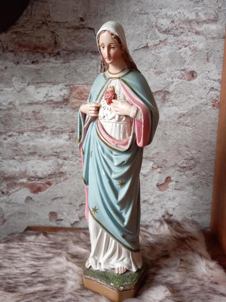 Antiek brocant Mariabeeld heilig hart, Antiek en Kunst, Antiek | Religie, Ophalen of Verzenden