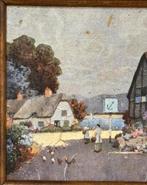 Ernest Uden 1940 ingelijst schilderij Engeland Cottage dorp, Antiek en Kunst, Kunst | Schilderijen | Klassiek, Ophalen of Verzenden