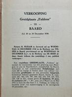 1930. VEILINGBOEKJE. VERKOOPING GREIDPLAATS FALDENS TE BAARD, Verzenden, 20e eeuw of later, Zo goed als nieuw