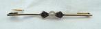 Art deco broche speld goud 18kt parel saffier., Ophalen of Verzenden, Goud, Broche, Met edelsteen
