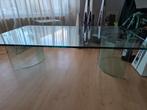 Glazen salon tafel met Gebogen Poten, Ophalen, 50 tot 100 cm, 150 tot 200 cm, Modern