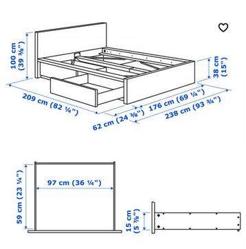 Ikea Malm bed 160x200 + matras - afbeelding 4