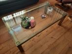 Salon tafel en grote bijzet tafel Brons met glas platen, Huis en Inrichting, Tafels | Salontafels, Ophalen, Glas met bronzen poten